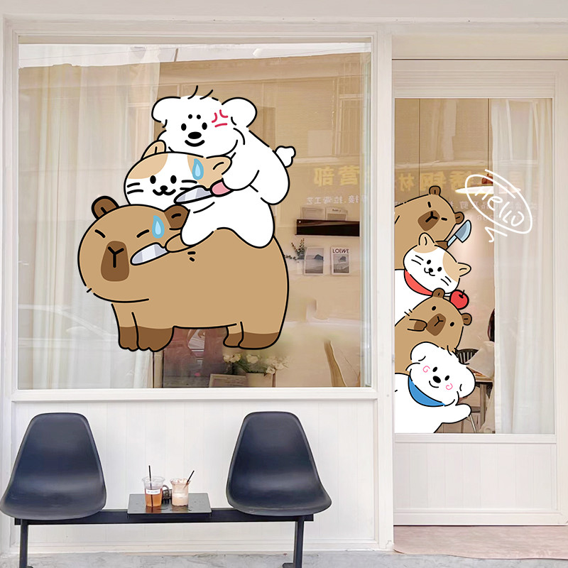 อิน ร้านเค้กหน้าต่างประตูกระจกสติกเกอร์ป้องกันการชนกันระเบียงประตูบานเลื่อนสติกเกอร์ตกแต่งหน้าต่าง