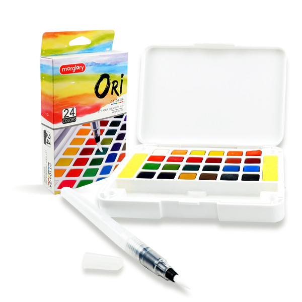 Bundanjai (หนังสือ) สีน้ำตลับพร้อมพู่กัน 24 สี GPT104-24