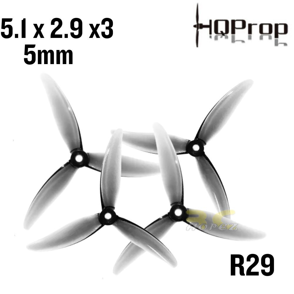 HQProp R29 5.12.93 (2CW+2CCW) ใบพัด 3 ใบพัดรู 5 มม. (2 คู่/4 ชิ้น) HQR29