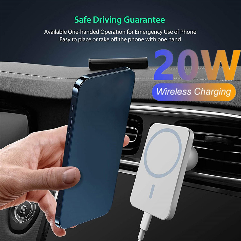 20w Magnetic Car Charger ไร้สาย Fast Charge Macsafe Air Vent ชาร์จขาตั้งโทรศัพท์สําหรับ Magsafe IPho
