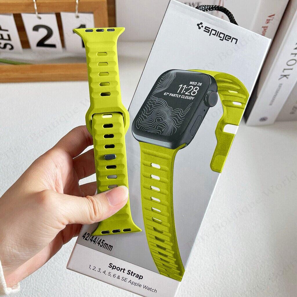Spigen สายซิลิโคนสําหรับ Apple Watch Series 10 46 มม.42 มม.9 8 7 41 มม.45 มม.Ultra 2 49 มม.44 มม.40 มม.38 มม.Iwatch Series 6 SE 5 4 3 2 1