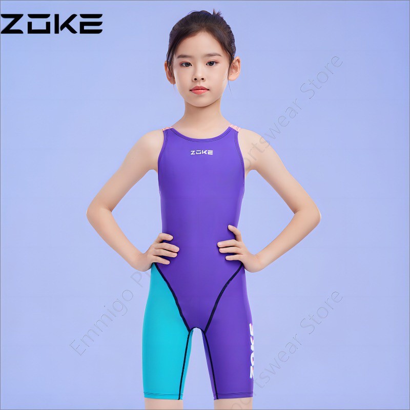 ZOKE Young girls ชุดว่ายน้ำหนังนิ่มมืออาชีพ