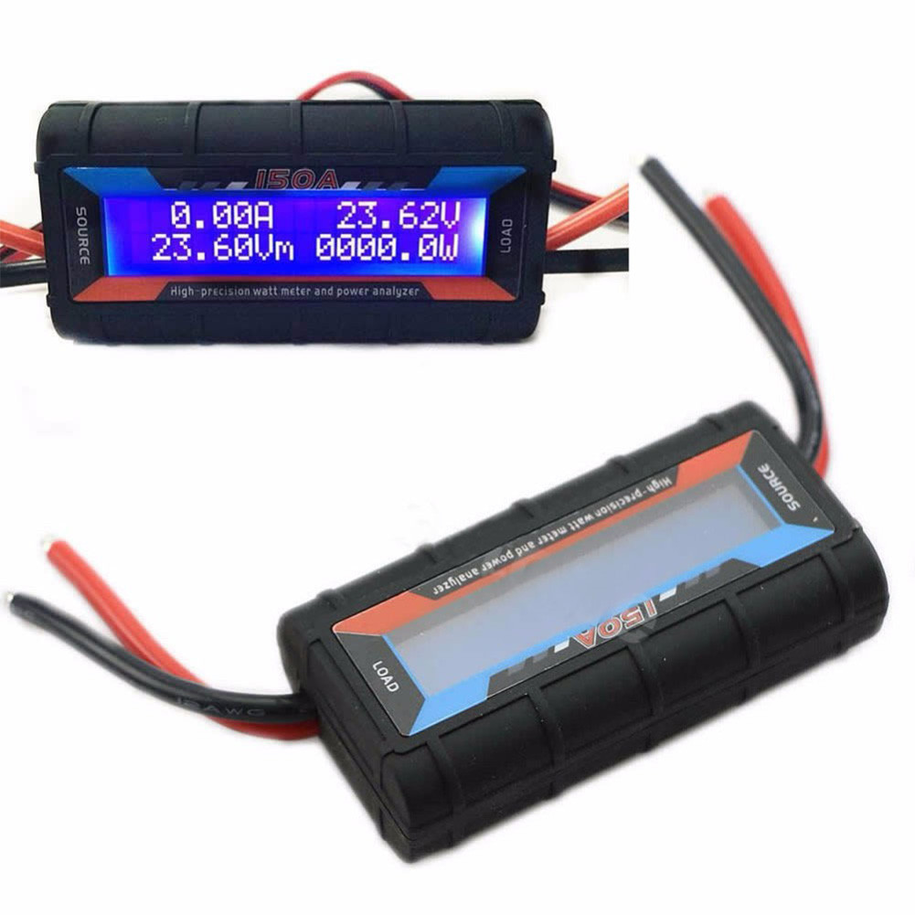 เครื่องวัดแอมป์แรงดันไฟฟ้าแบตเตอรี่ RC 150A พร้อมเครื่องวิเคราะห์พลังงานแบตเตอรี่ RC LCD แบ็คไลท์ -