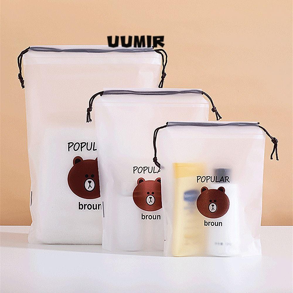 Uumir 1 ชิ้น/3 ชิ้นถุงเก็บรองเท้ากันน้ําใสการ์ตูนแป้งถุงเก็บ