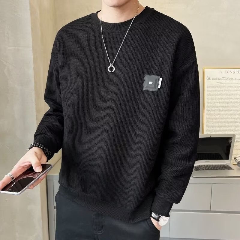 เสื้อกันหนาวผู้ชายรุ่นฤดูใบไม้ผลิและฤดูใบไม้ร่วง,คอลูกเรือลําลองผู้ชายเสื้อผ้าแฟชั่นฤดูใบไม้ร่วง