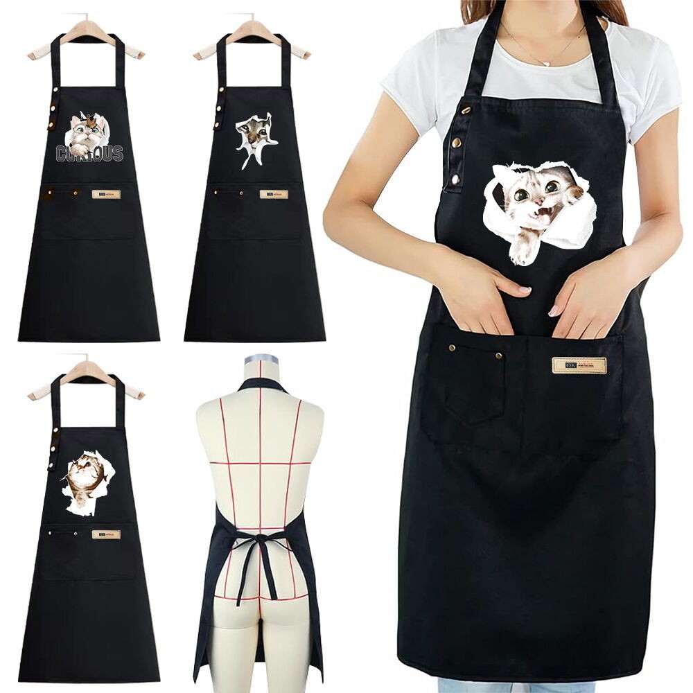 ผ้ากันเปื้อนสวนสวยงามปกป้องเสื้อผ้าน้ำ และทนทานน้ำมันกับกระเป๋าแมวด้านหน้า