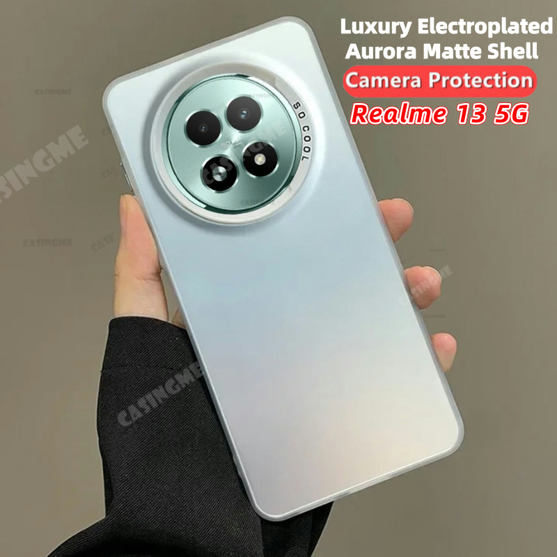 Realme 13 13 + 5G 2024 หรูหราชุบ Aurora สําหรับ Realme 13 5G Realme13 + Realmi 13 + Pro Plus 13Plus 13x 4 กล้องที่มีสีสันป้องกันเคสโทรศัพท์ Matte กันกระแทกปกหลัง