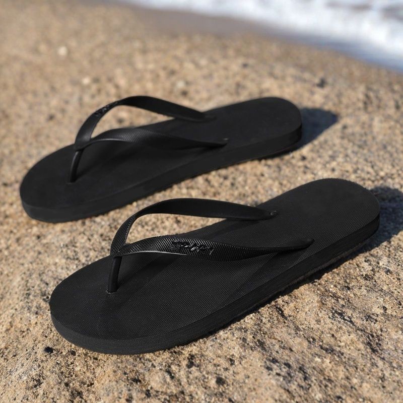 Street Wear Mens Flip-Flops พิมพ์ตัวอักษรอินเทรนด์ Flip-Flops EVA สวมใส่กันลื่นกลางแจ้ง @