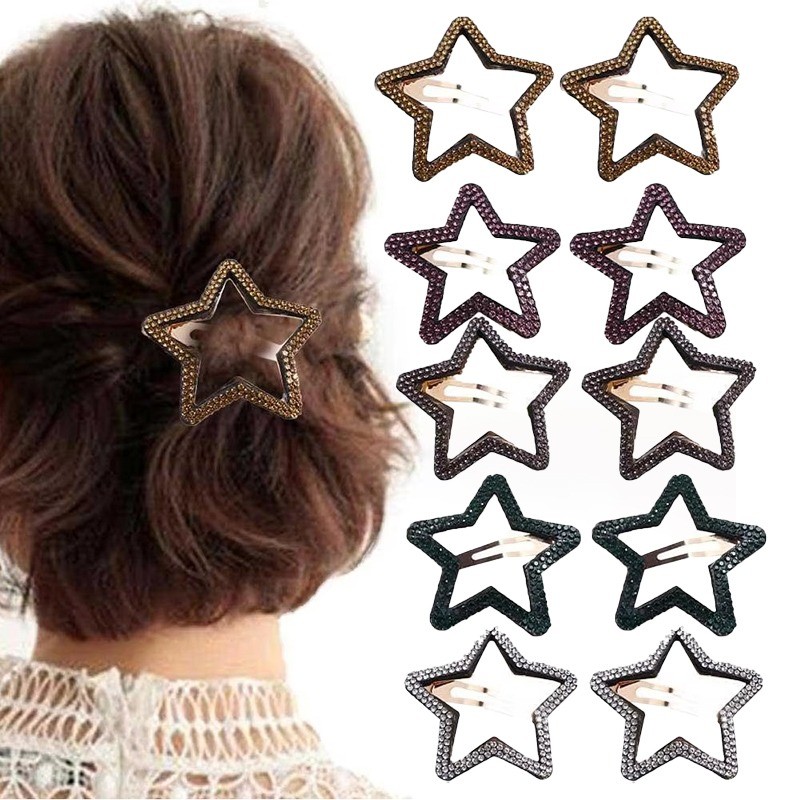 กิ๊บติดผมแฟชั่น Rhinestone - กิ๊บติดผม BB ดาวเงา - กิ๊บติดผมคลื่นดาวห้าแฉก