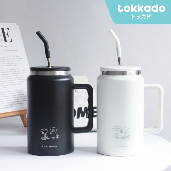 TOKKADO Snoopy Noboru Tumbler Original ขวดดื่ม 50oz 1500ml สแตนเลสขนาดใหญ่ SUS304 พรีเมี่ยม BPA ฟรีส