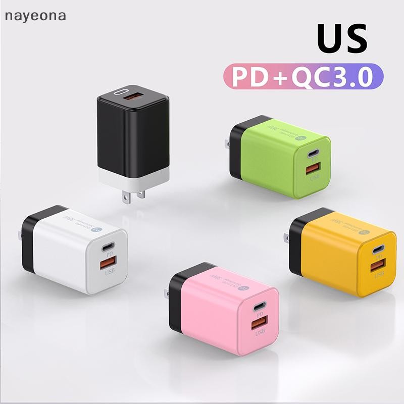 [NAY] 38w 2 พอร์ต USB Charger Quick Charge Type C ชาร์จโทรศัพท์ Fast Charging Adapter EU/US ปลั๊กสําหรับ IPhone Xiaomi Samsung Wall Charge EON