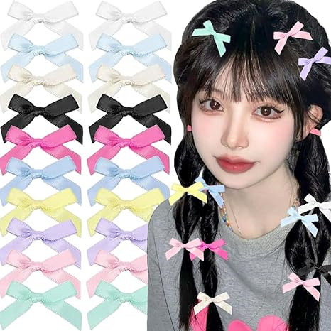 กิ๊บติดผมติดโบว์ 8 ชิ้น - สาวน่ารักริบบิ้นผ้าไหมสีสันสดใสคลิปบาง - แฟชั่นกิ๊บโบว์ริบบิ้นเกาหลี - INS Y2K สาวหวาน Headwear