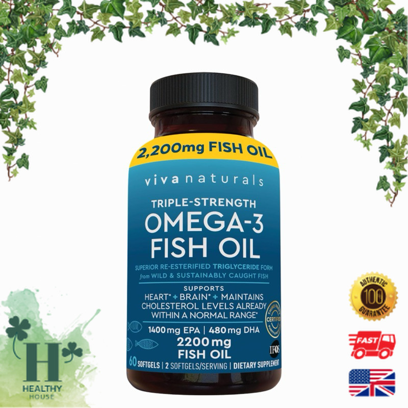 พร้อมส่ง Viva Naturals Triple Strength Omega 3 Fish Oil 2200 mg 60 Softgels