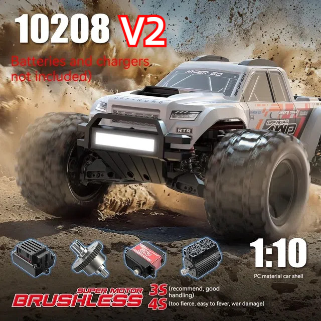 Mjx RC Monster 10208 รีโมทคอนโทรลรถ 1/10 รถบิ๊กฟุตไฟฟ้า 3S 4S ความเร็วสูงBrushless 4WDรถรุ่น