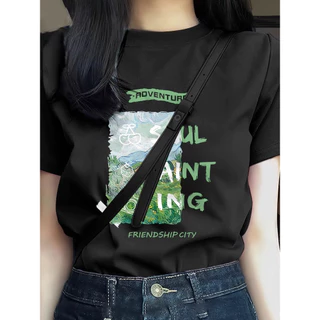 COD✅ (ส่งจากกรุงเทพ)BOOM Shop เสื้อยืดแขนสั้น เปิดไหล่ สีขาว แฟชั่นฤดูร้อน สําหรับผู้หญิง cotton 100 S-3XL #55765