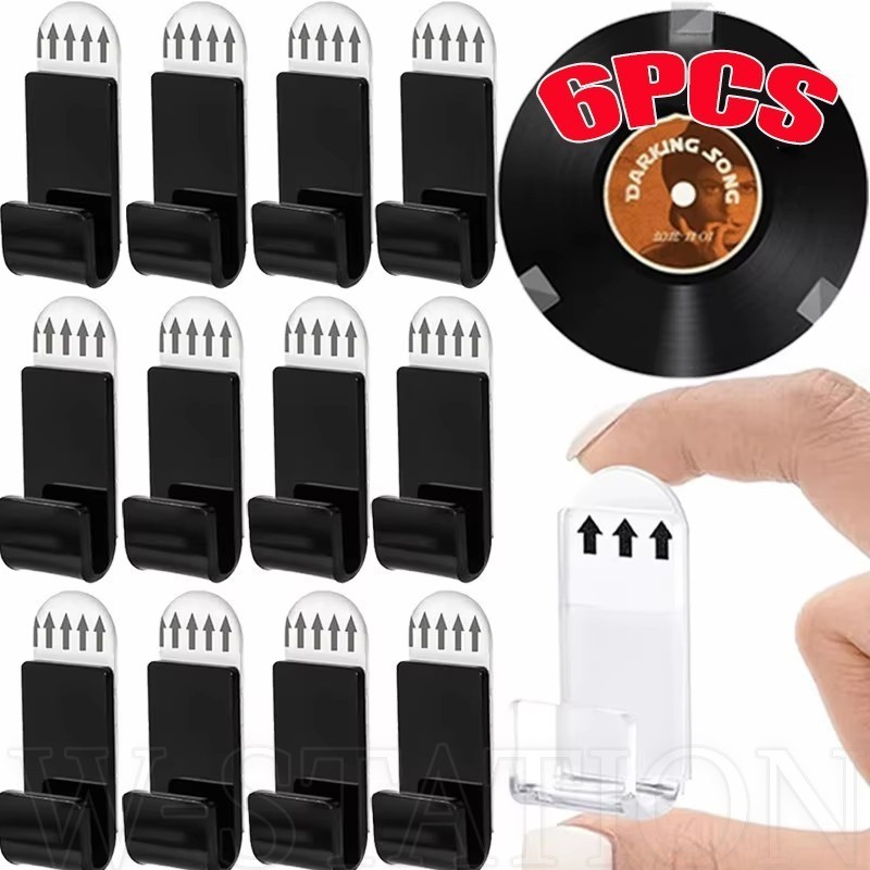 ตะขออะคริลิค6ชิ้น-สําหรับแขวนภาพ,ไวนิล,โปสเตอร์นิตยสาร-ชั้นวางบันทึกติดผนัง-กาวในตัว,ติดผนัง,แบริ่งโหลดที่แข็งแกร่ง-ชั้นวางจอแสดงผลอเนกปร