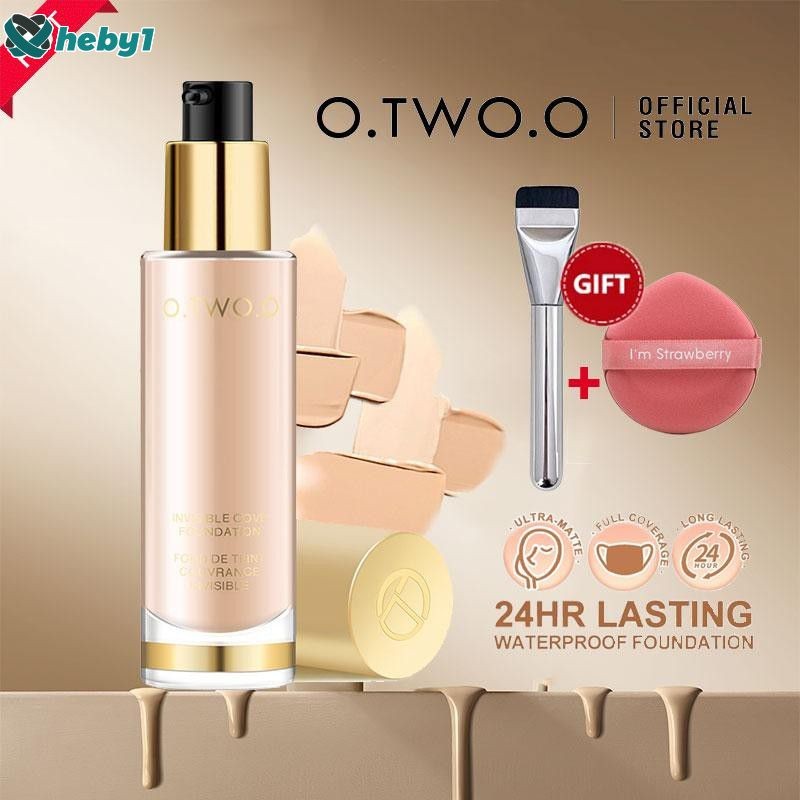 [แปรงรองพื้น + พัฟฟรี] O.TWO.O รองพื้น รองพื้นหน้า คอนซีลเลอร์ ควบคุมความมัน ติดทนนาน กันน้ำ 24 ชม. 