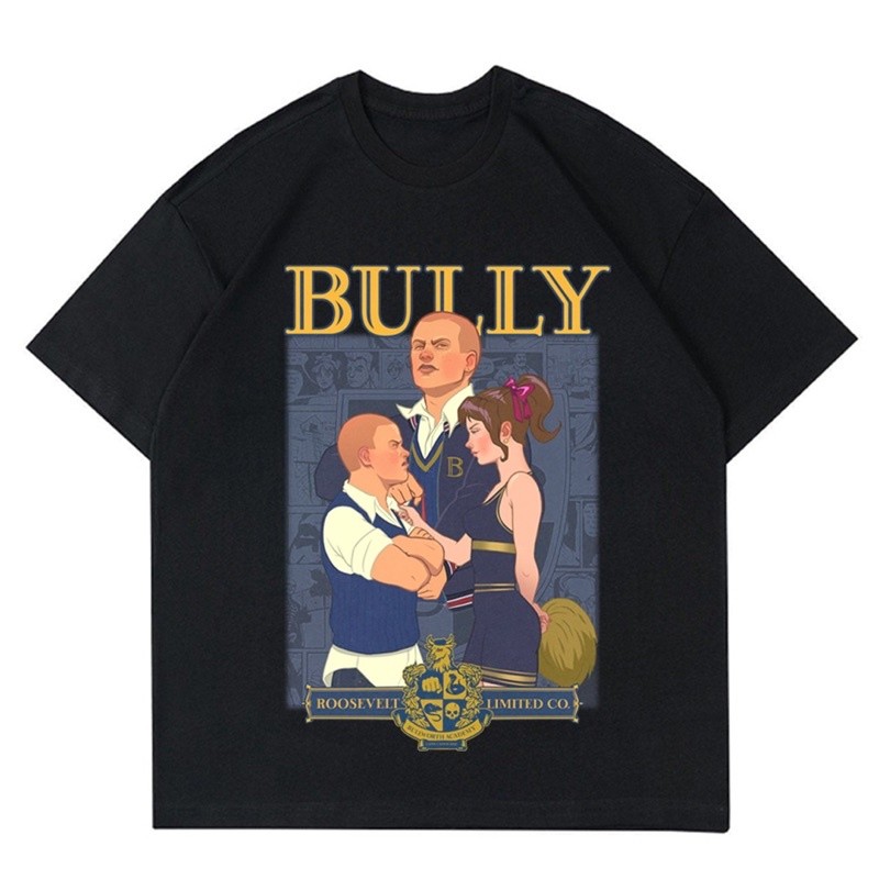 เสื้อยืด สไตล์ฮาราจูกุ พิมพ์ลาย Bully VINTAGE GAME PS2 ชุดเสื้อผ้า ลาย Bully T-shirt S-5XL