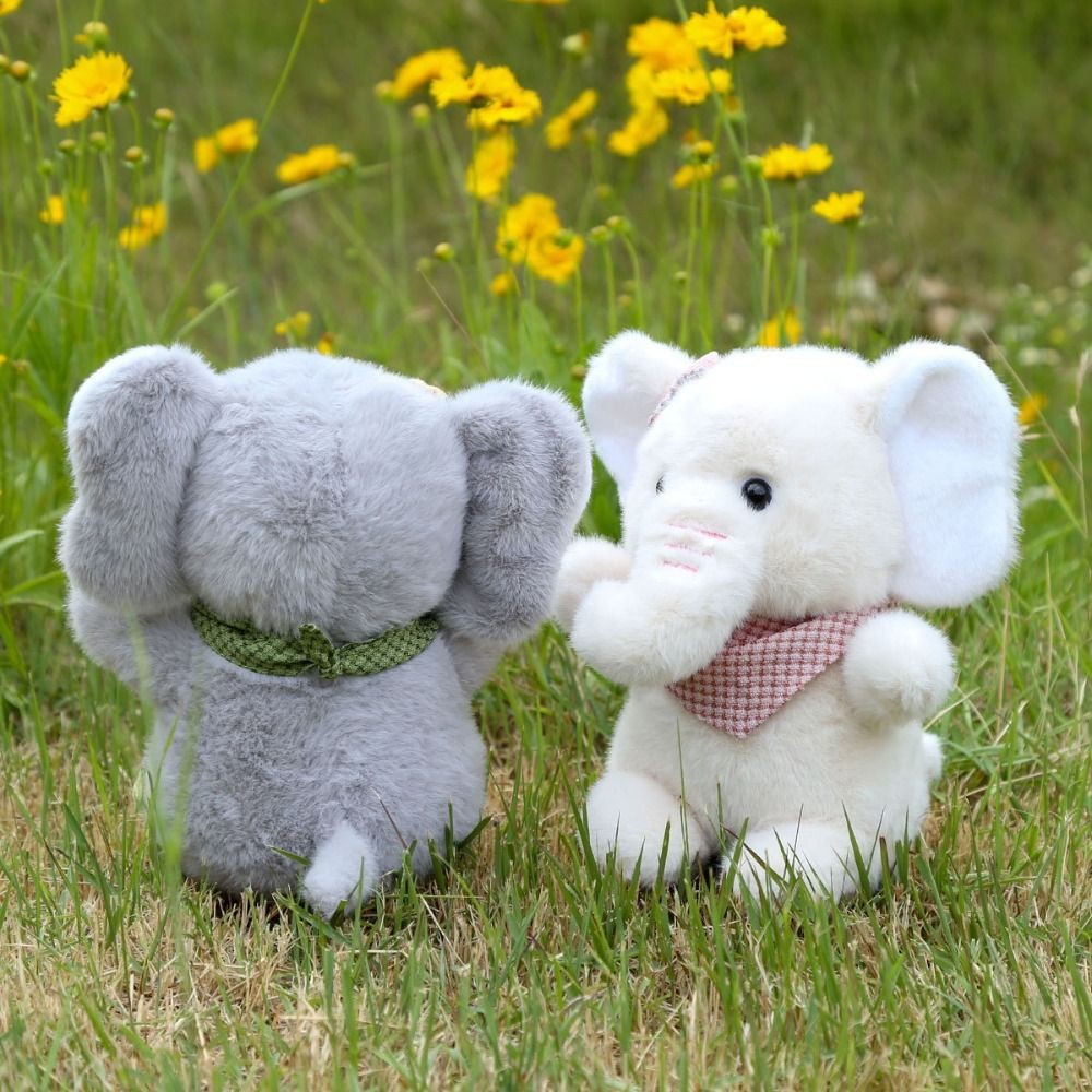 PERRY Elephant Plush Doll, PP Cotton Big Ear กอดของเล่นตุ๊กตา, Baby Appease ตุ๊กตาผ้าพันคอ Fluffy Bowknot ตุ๊กตาช้างของเล่นวันเกิดงานปาร์ตี้ - รูปที่ 2