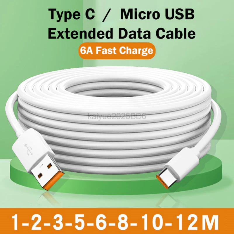 USB Type C 66W สายชาร์จ 3M 5M 8M 10M 12M พอร์ต USB C Universal Micro USB Data Cable สําหรับกล้อง Huawei Xiaomi