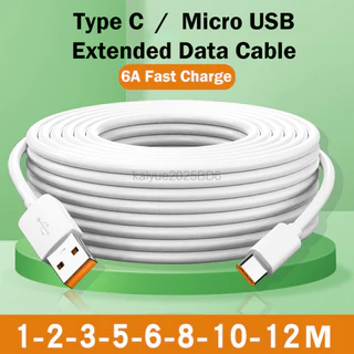 USB Type C 66W สายชาร์จ 3M 5M 8M 10M 12M พอร์ต USB C Universal Micro USB Data Cable สําหรับกล้อง Huawei Xiaomi