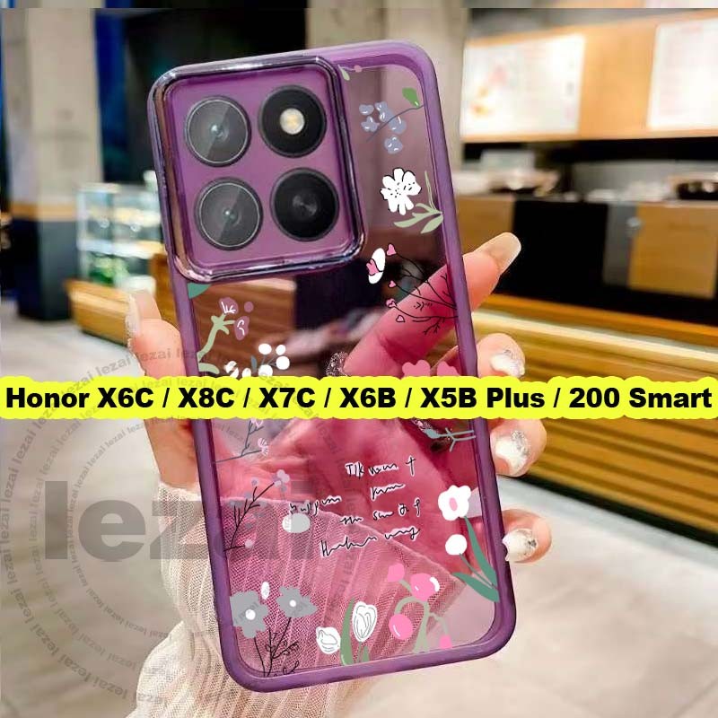 เคสHonor X6C X8C X7C X6B เคส HONOR X5b Plus 200 Smart 5Gเคส กรณีนุ่มกันกระแทก Clear ดอกไม้หรูหราสําห