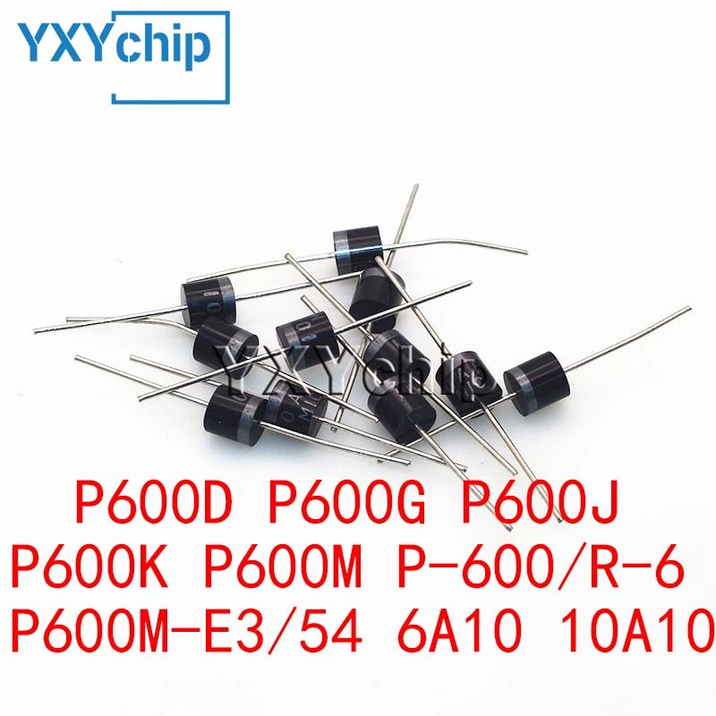 10PCS P600D P600G P600J P600K P600M P-600/R-6 P600M-E3/54 6A10 10A10 NEW Axial Rectifier Diode