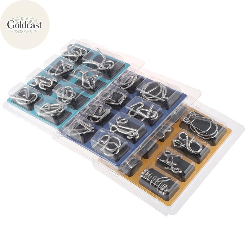 ทอง 8 ชิ้น/เซ็ตวัสดุปริศนาโลหะลวด IQ Mind สมอง Teaser ปริศนา Reliever ของเล่น TH