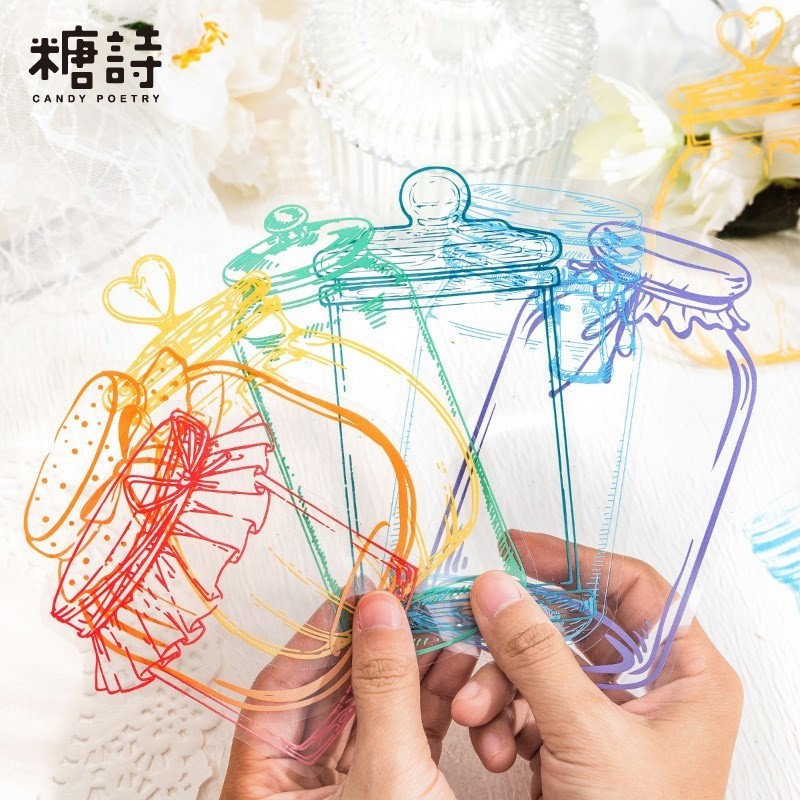 PET สติกเกอร์สมุดภาพการออกแบบขวดสําหรับ Scrapbooking กันน้ํา Journaling อุปกรณ์ Junk Journal Ephemer