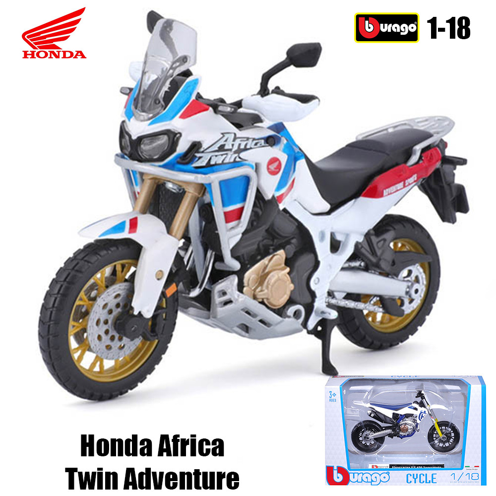 Bburago 1:18 Honda Africa Twin Adventure ที่ได้รับอนุญาตจําลองรถจักรยานยนต์โมเดลของเล่นของขวัญคอลเลก