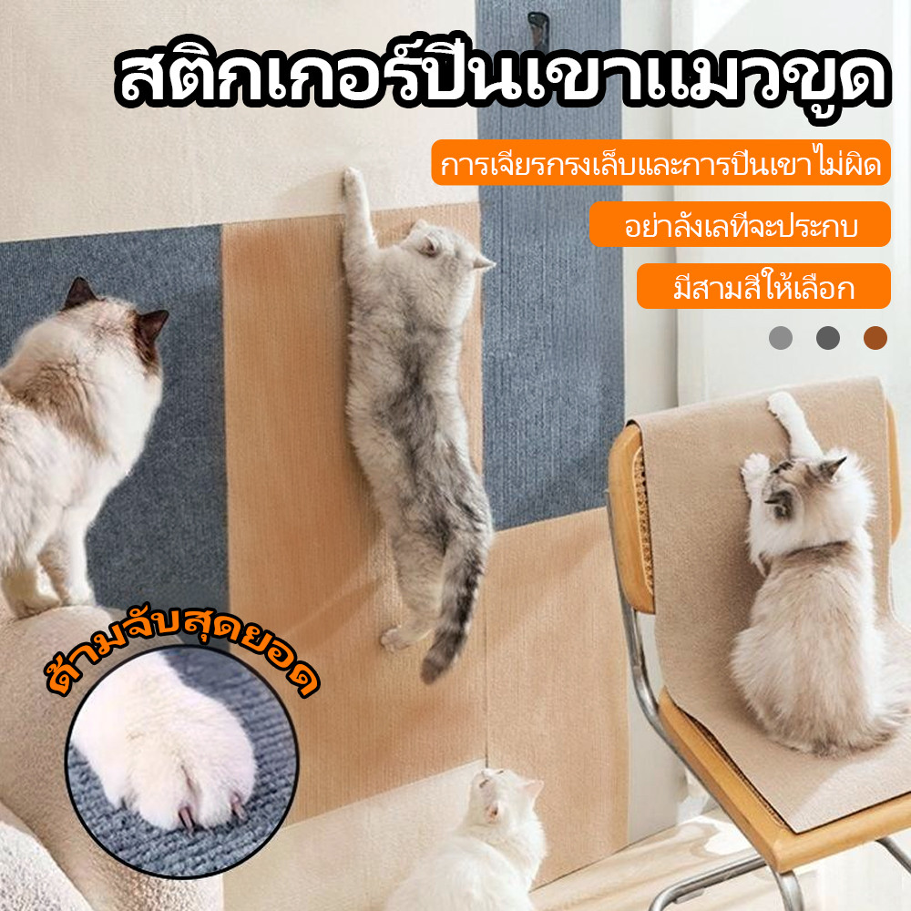 🐾เสื่อปีนเขาแมว🐾พรมลับเล็บแมว แบบติดผนัง มีกาวในตัว โซฟาสติกเกอร์ป้องกันเฟอร์นิเจอร์ สติ๊กเกอร์ อเนกประสงค์