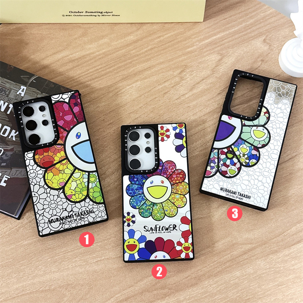 Smile SUNFLOWER รวมทุกอย่างป้องกันกรณีสําหรับ Samsung S25Ultra Plus S23 + S24 + Ultra 5G Full Encirclement ความคิดสร้างสรรค์ปลอกสําหรับ Samsung Galaxy Drop-proof ฝาครอบ