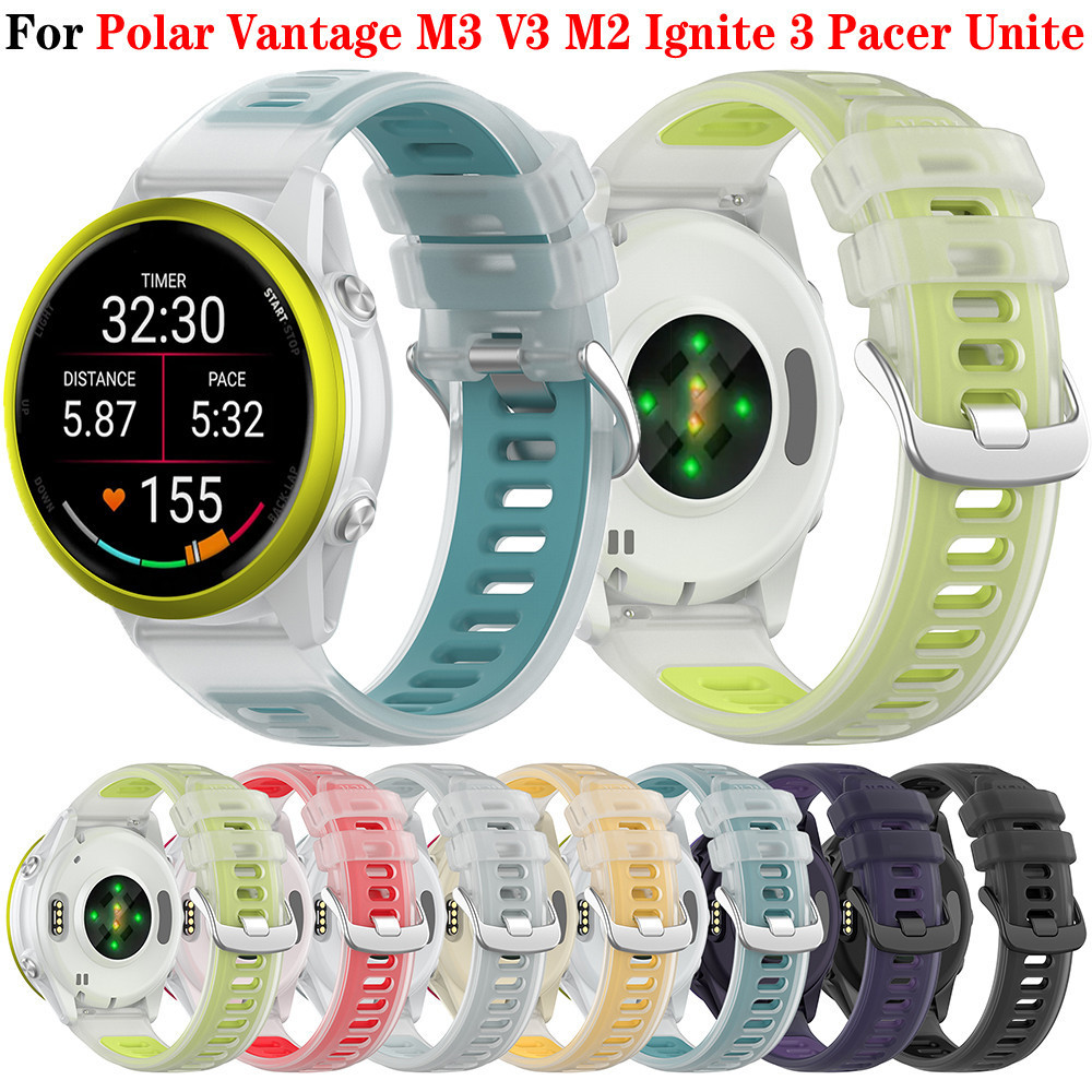 22 มม.20 มม.ซิลิโคนโปร่งแสงสําหรับPolar Vantage M3 M2 V3 Pacer Grit X Pro Ignite 3 2 Uniteสายรัดกีฬา