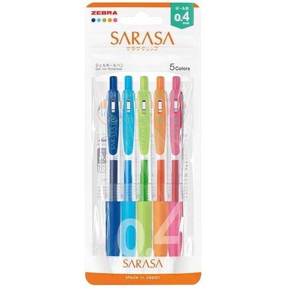 [Zebra Made in Japan] ปากกาเจลบัลล์พลดอร์ด "Sarasa Clip" 0.5 มม. 5 สีชุด N JJ15-5C-N ชุด 5 สีที่สะดว