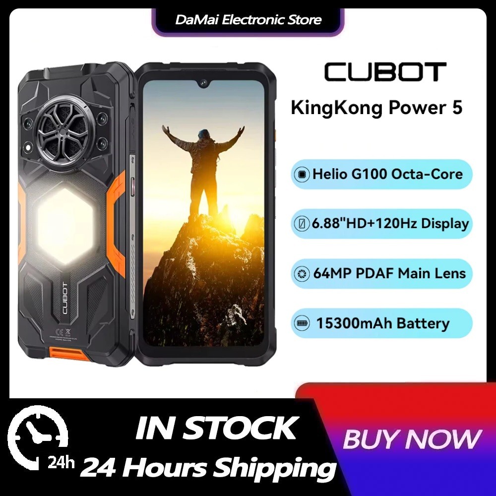 Cubot KingKong Power 5 สมาร์ทโฟนที่ทนทาน Android 15 16GB RAM (6+10) 128GB ROM 6.88"120Hz หน้าจอ MTK 
