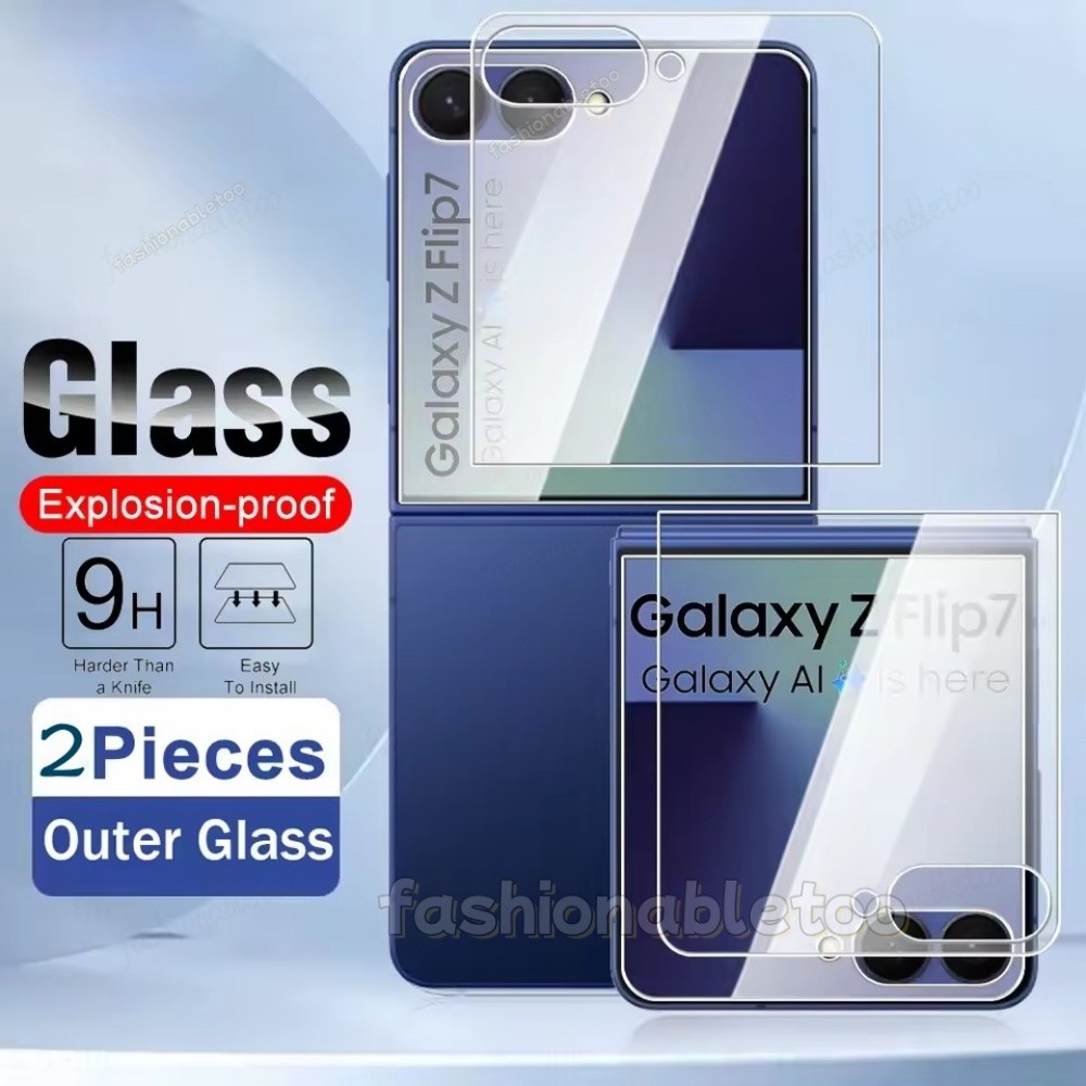 2 in 1 กระจกนิรภัยหน้าจอป้องกันฟิล์มสําหรับ Samsung Galaxy Z Flip 7 FE 7FE Flip7 FE Flip7FE ZFlip7 F
