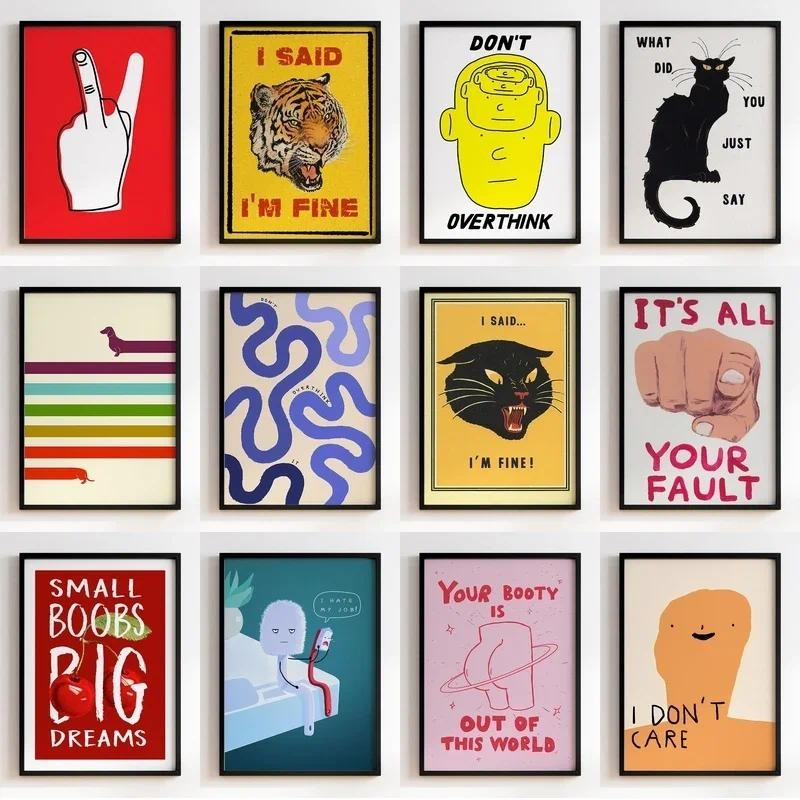 DO NOT Overthink Typography โปสเตอร์คําคม Wall Art ภาพวาดผ้าใบโปสเตอร์พิมพ์ Mid Century สัตว์ Wall Art สําหรับตกแต่งบ้าน