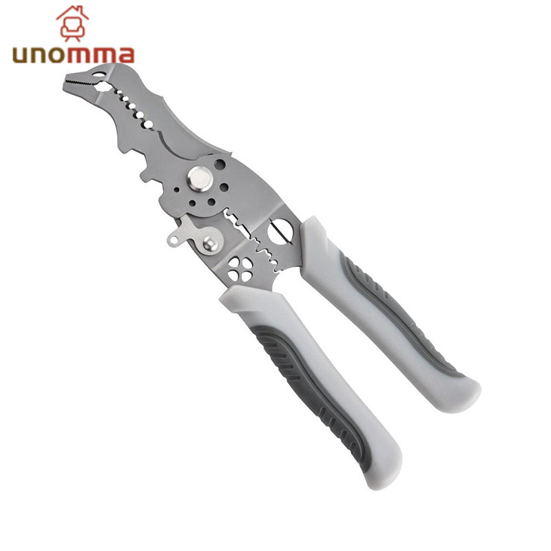 COD คีมปอกสายไฟ คีมช่างไฟฟ้าวัสดุสแตนเลส ตัดได้ทั้งสายอ่อนและสายแข็งคีมอเนกประสงค์ สามารถใช้เป็นประแจได้ด้วย unomma - รูปที่ 4