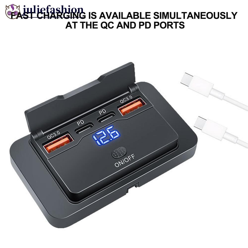 JULIEFASHION รถ Bus Charger ซ็อกเก็ตอะแดปเตอร์ 2 QC3.0 Quick Charge 2 PD ประเภท C พอร์ต USB USB USB 