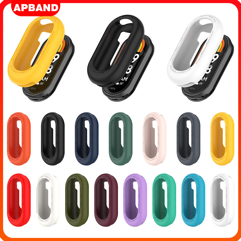 เคสซิลิโคนไม่มีฟิล์มสำหรับ Miband 10 9 8 ตัวป้องกันหน้าจอปกอ่อน Xiaomi miband 8 9 10 NFCเปลือกยาง