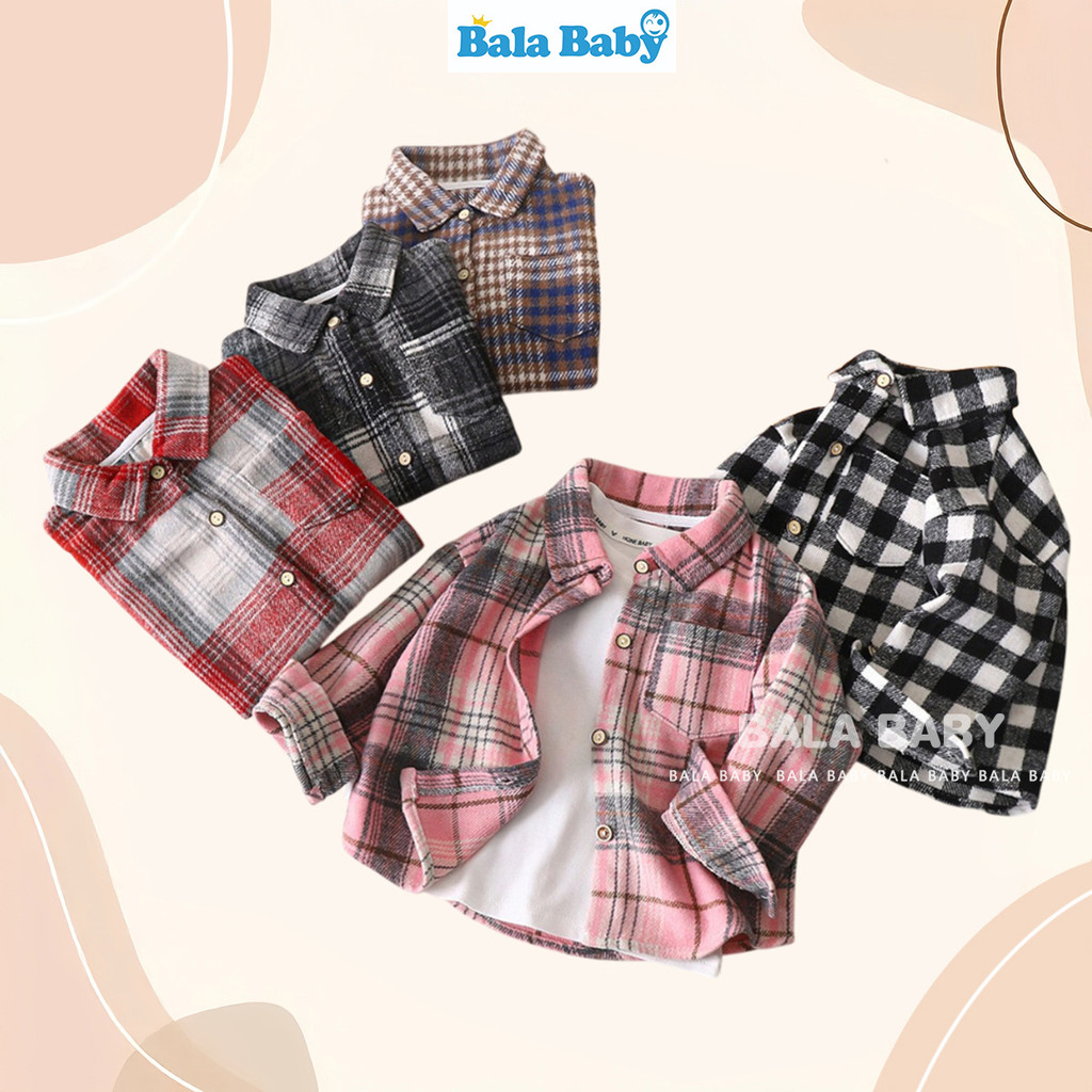เสื้อเชิ๊ตเด็ก แขนยาวลายสก๊อต เชิ๊ตกันหนาว ใส่ได้ทั้งเด็กชายและเด็กหญิงสไตล์เกาหลี Size90-120cm CX25