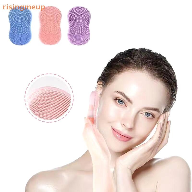 [risingmeup] ซิลิโคนแปรงนวดหน้าขัดผิว นุ่ม ทําความสะอาดลึก Exfoliator