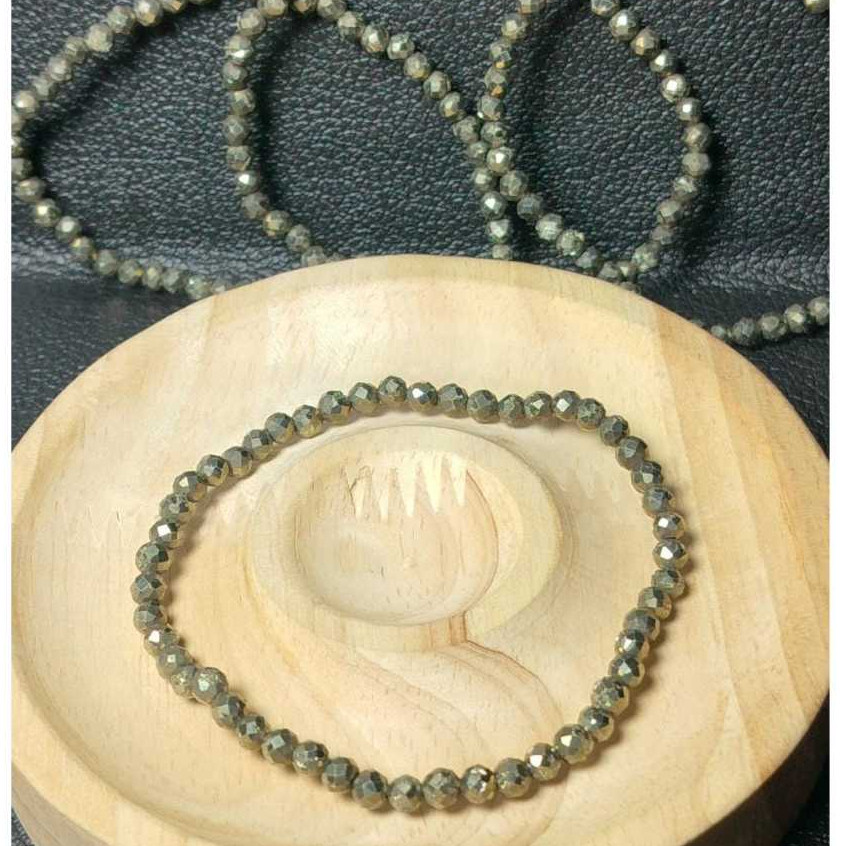 สร้อยข้อมือไพไรต์ เกรดสูงสุด ขนาด 4 มม.