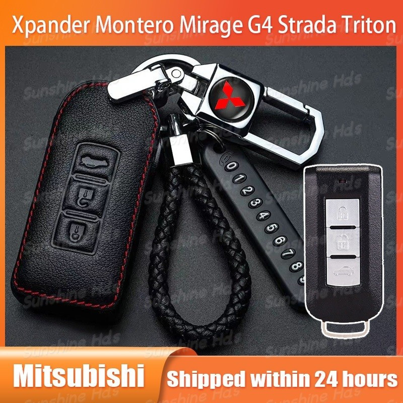 สําหรับ Mitsubishi Xpander Montero Mirage G4 Strada Xforce Remote กุญแจรถหนังฝาครอบพวงกุญแจอุปกรณ์เส