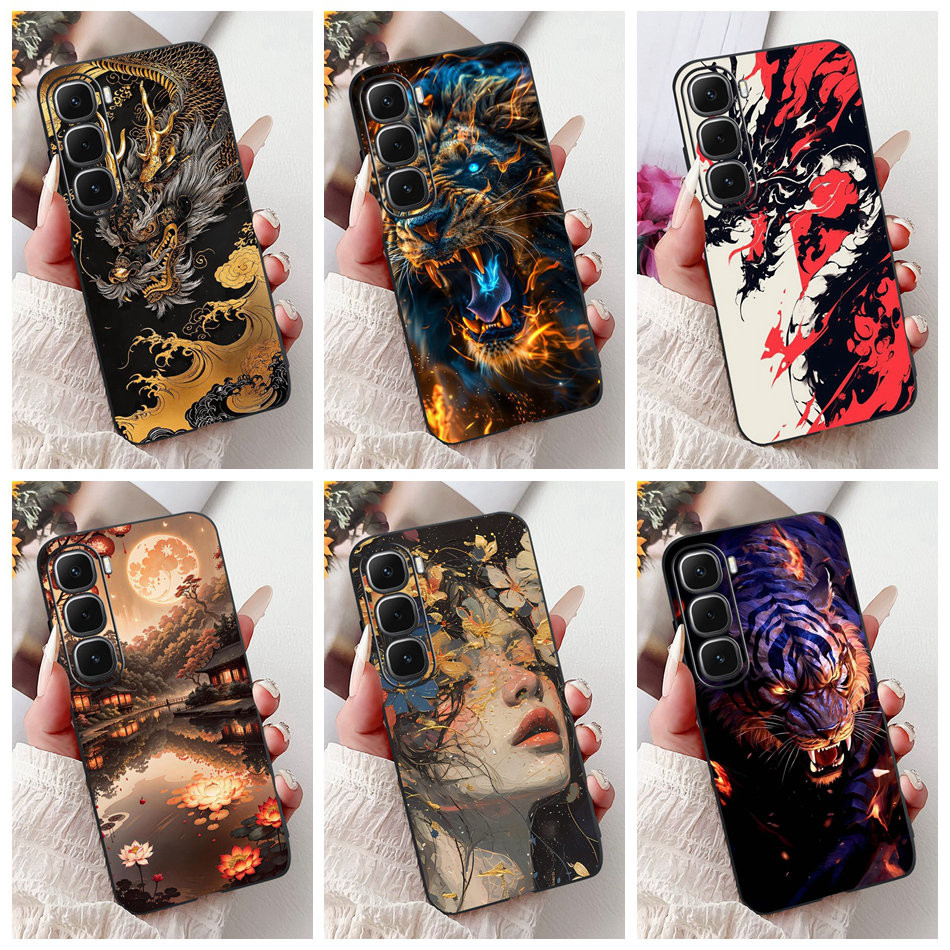 สําหรับ Infinix Hot 60 60i X6726 X6728 X6728B ใหม่ Cool Dragon ภาพวาดปลอก Hot60 Hot60i 4G ซิลิโคนนุ่ม TPU เคสโทรศัพท์