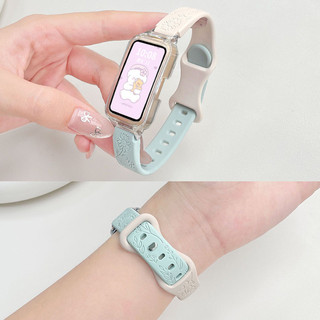 สายซิลิโคนแกะสลักดอกทานตะวันพร้อมเคสสําหรับ Samsung Galaxy Fit 3 สมาร์ทสายนาฬิกาเปลี่ยนสายรัดข้อมือสร้อยข้อมือสําหรับ Samsung Fit 3