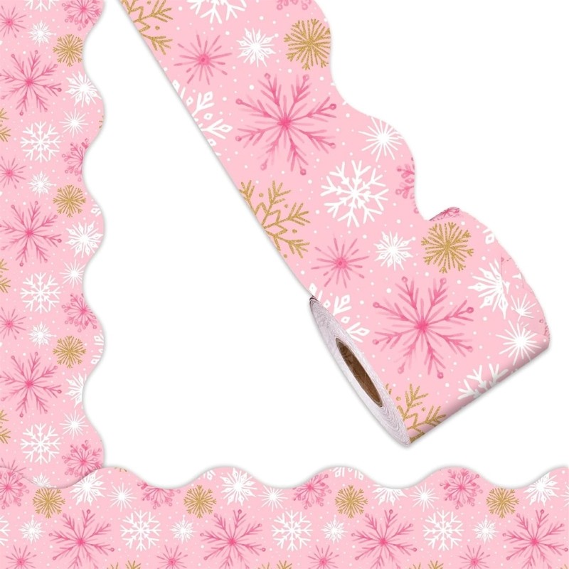 Zzz Snowflakes Pattern Border Sticker 65ft ความยาว Bulletin Board Border Trim สติกเกอร์
