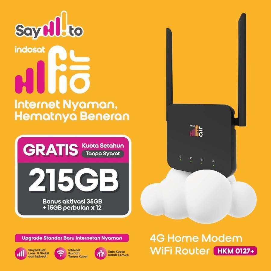 HKM0127 Hifi Air Indosat Modem WiFi เราเตอร์ไร้สาย 4G CPE LTE ฟรี Quota 215GB