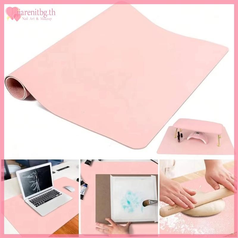 RENBG พับเล็บตาราง PU หนังสตูดิโอโต๊ะเล็บเบาะรองนั่งกันน้ํา Hand Rest Pad ทําความสะอาดง่ายเล็บ TH