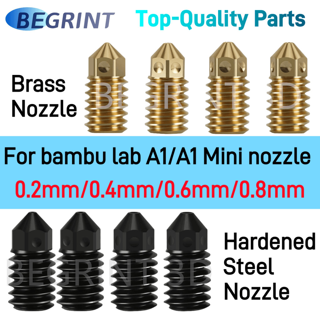 For Bambu Lab A1 Mini Nozzle Brass Hardened Steel 0.2-0.8mm High temperature resistance nozzle For A